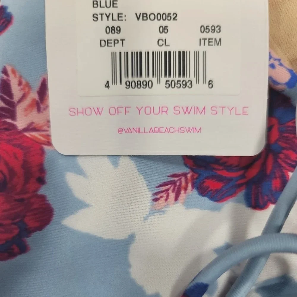 Vanilla Beach One Piece Swimsuit Light Blue Floral - Picture 7 of 8